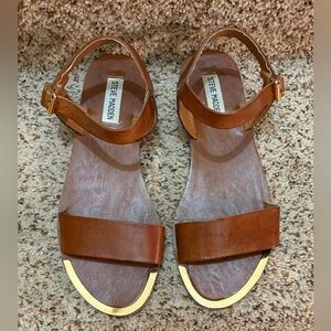 Steve Madden Brown Leather Sandals with Gold Trim size 8.5